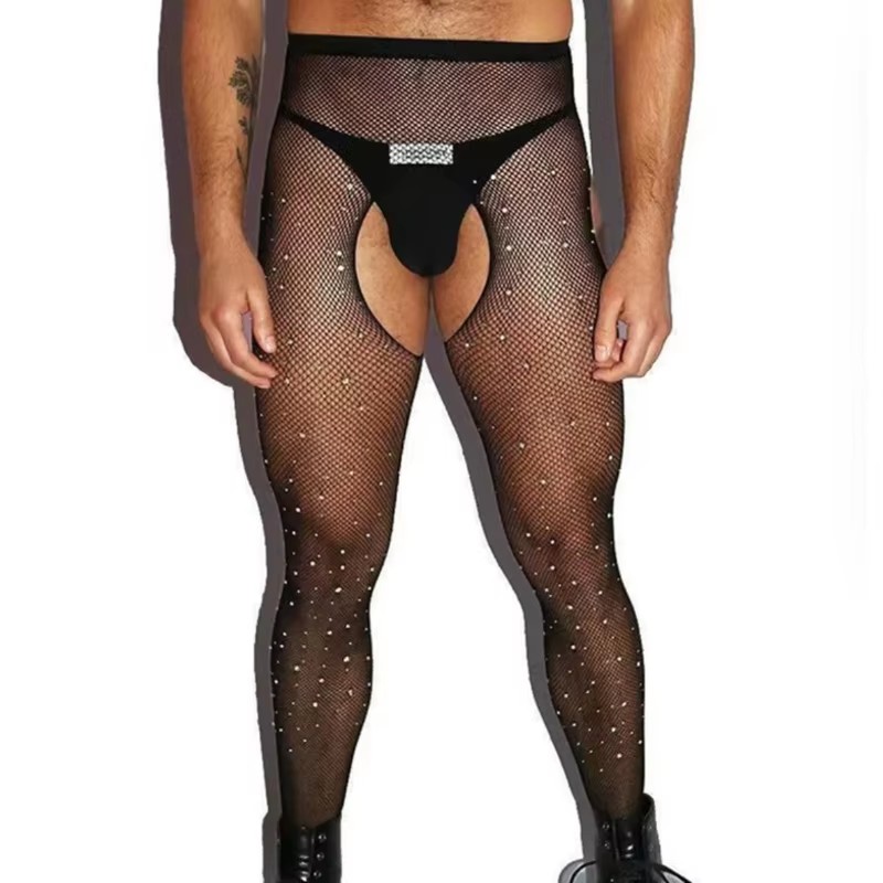 Crystal Mesh Fabric - Meias Masculinas de Rede com Abertura