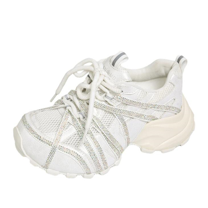 Tênis Chunky de 7CM para Mulhe - Crystal Mesh Fabric avaliação e preço