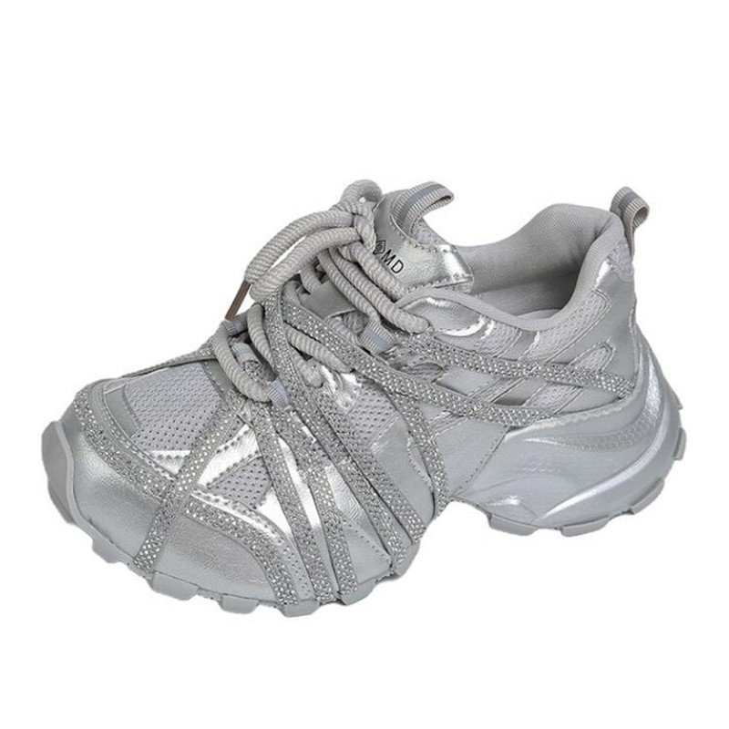 Tênis Chunky de 7CM para Mulhe - Crystal Mesh Fabric avaliação e preço